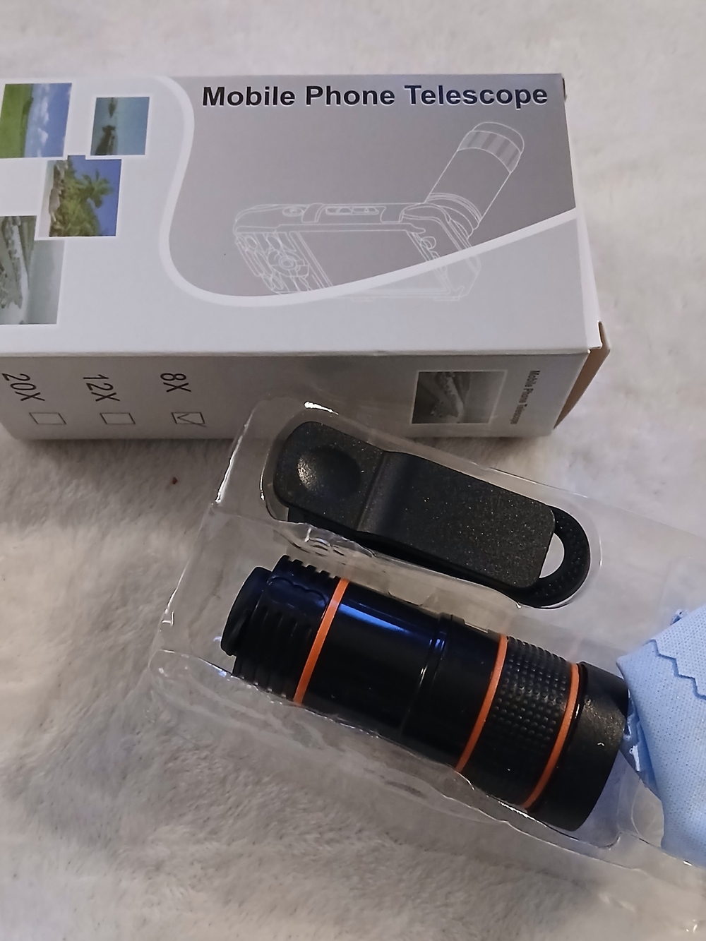 💲[5/20] Cell Phone Telescope Lens - Black with Orange Accents [8x Magnify]